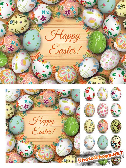Easter card and eggs - Creativemarket 209885