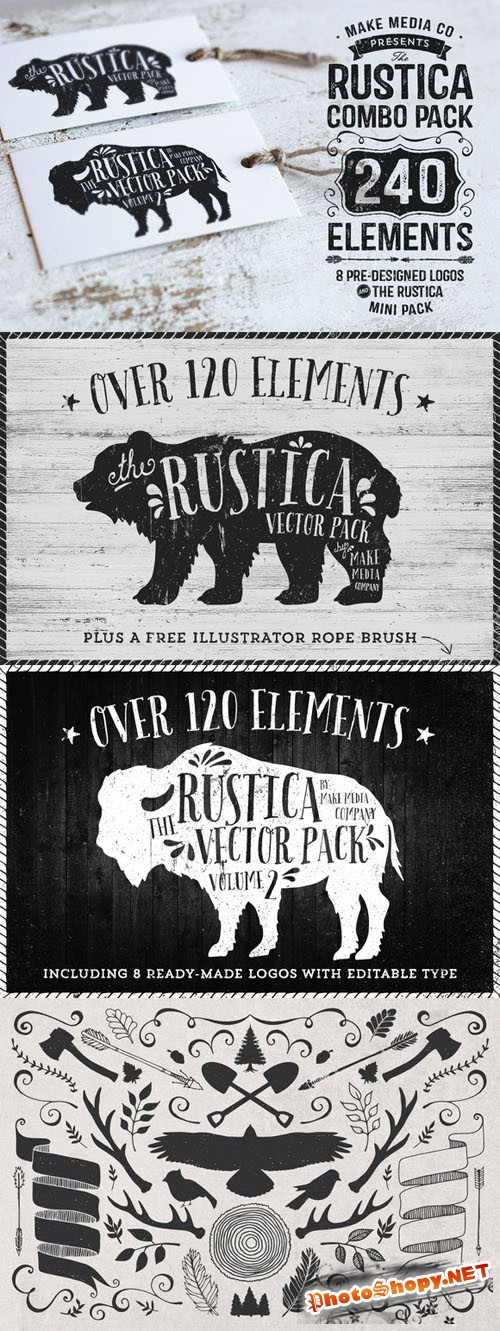 Rustica Combo Pack + Mini Pack - Creativemarket 52818