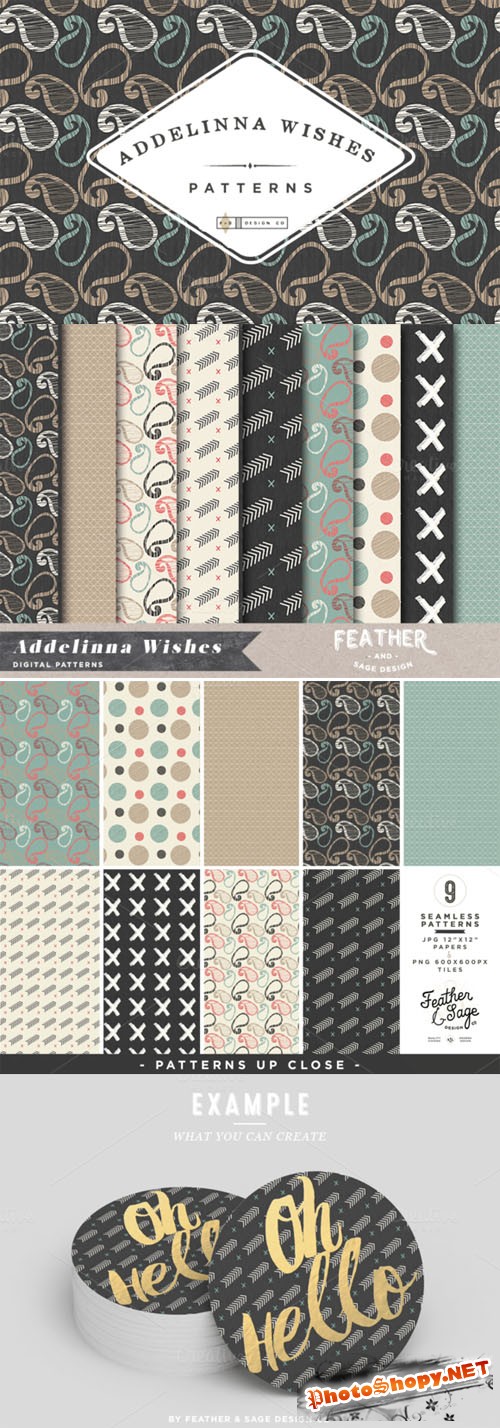 (Seamless) Addelinna Wishes Patterns - Creativemarket 143835