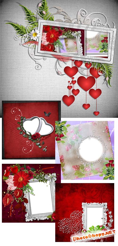Романтические подарочные скрап-рамки - сердца и цветы (рамочки)
