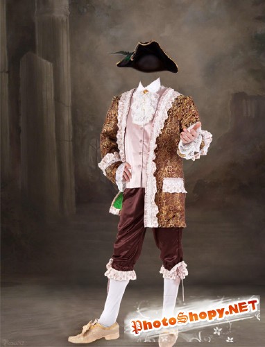Исторический мужской костюм - шаблон для фотошопа