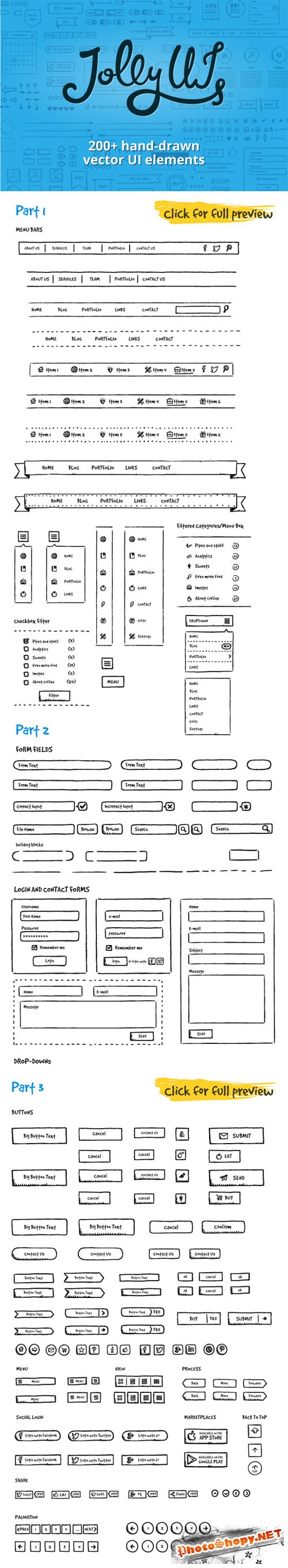 Jolly UI Kit: Hand-drawn UI elements - CM 23094