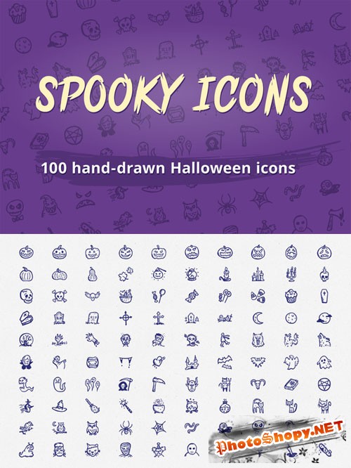 Spooky Icons: 100 Halloween icons - Creativemarket 87881