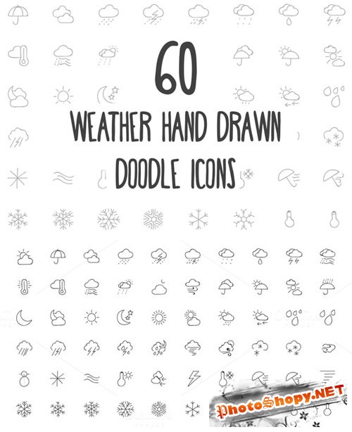 60 Weather Hand Drawn Doodle Icons - Creativemarket 160684