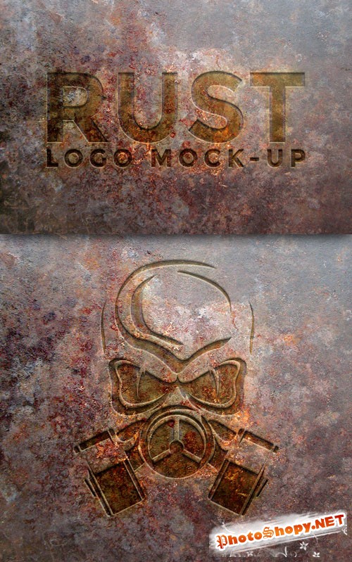 Rust Metal Logo PSD Mock-Up Template