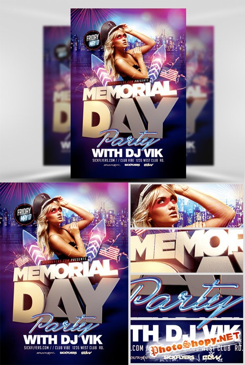 Memorial Day Party Flyer Template