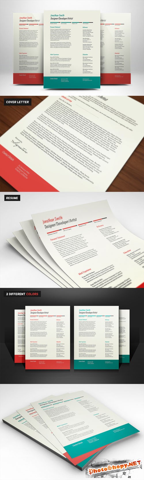 Resume & Cover Letter PSD Template