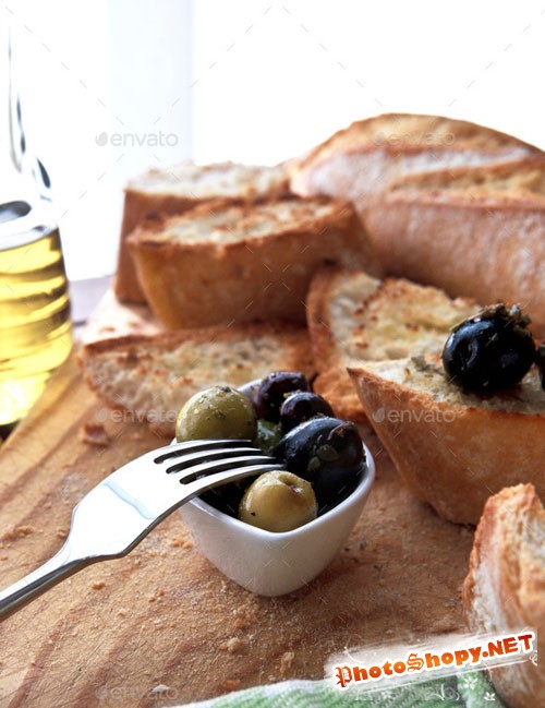 Olives and bread - Photodune 9363850