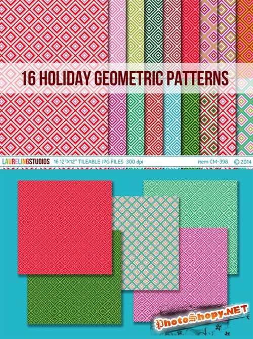 Tileable Holiday Geometric Patterns - Creativemarket 104598