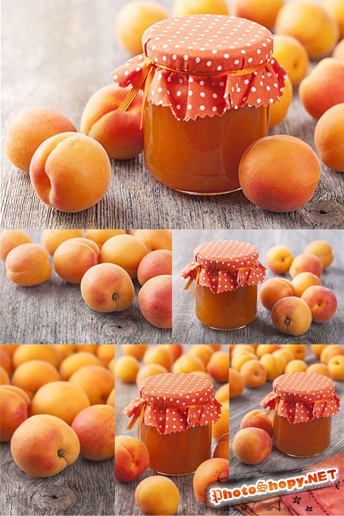 Абрикосы и абрикосовое варенье - растровый клипарт