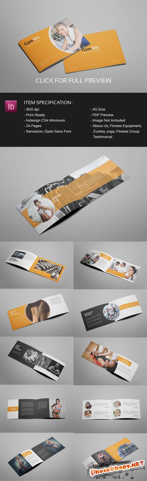 Gymmic - A5 Fitness and Gym Brochure - Creativemarket237268