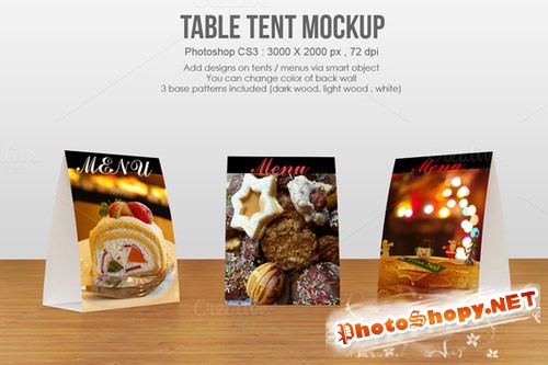 Table tent / menu Mockup - Creativemarket 236776