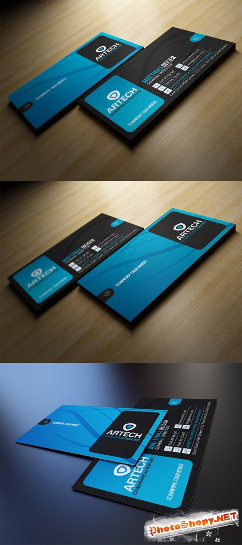 Creativemarket Black And Blue Business Card 104819