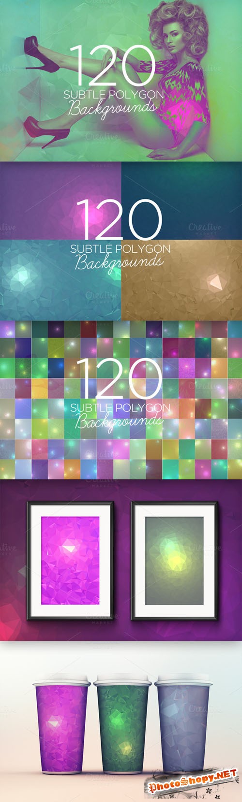 120 Subtle Polygon Backgrounds - Creativemarket 65281