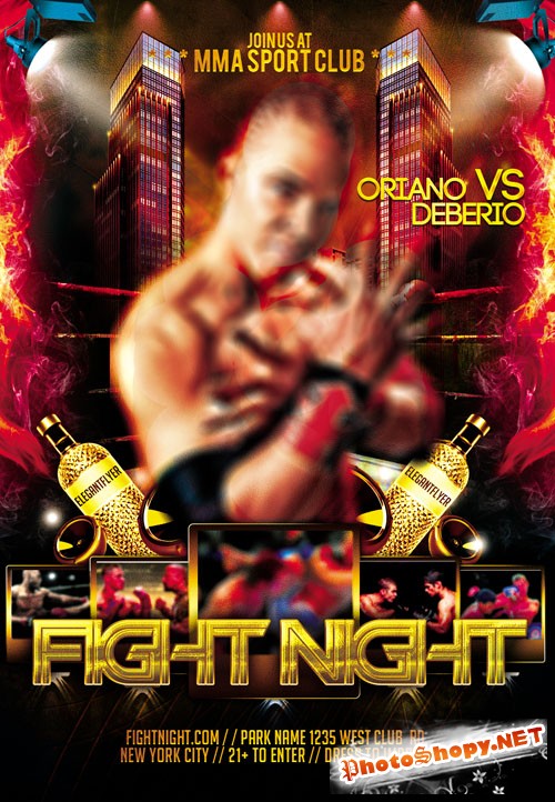 Flyer Template PSD - Fight Night 