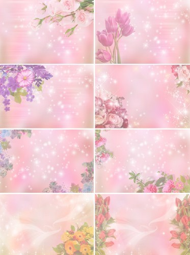 Цветочные поздравительные фоны в розовых тонах