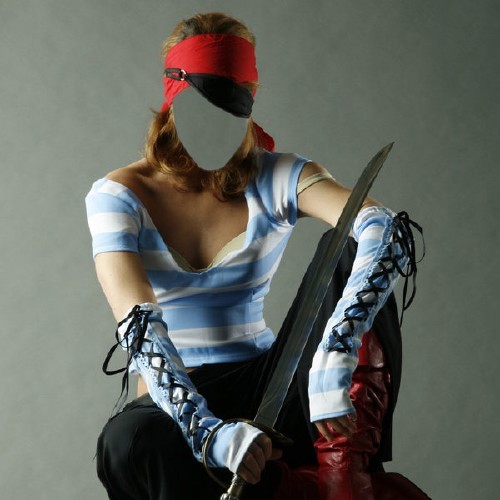 Шаблон для Photoshop - Пиратка с мечом
