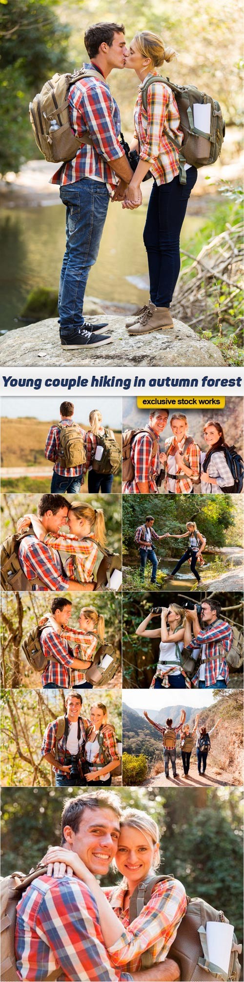 Young couple hiking in autumn forest - 10 UHQ JPEG