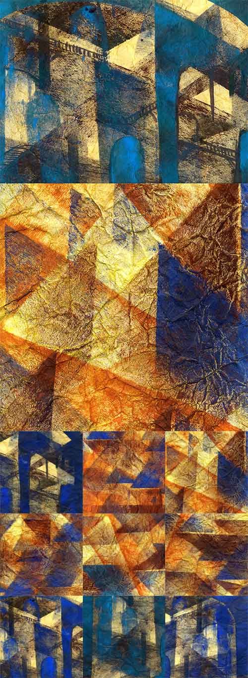Абстрактные текстуры в синих и желтых тонах - растровый клипарт