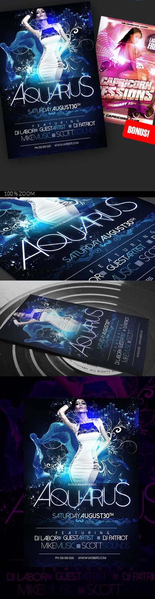 2 Flyer Template - Aquarius Party 