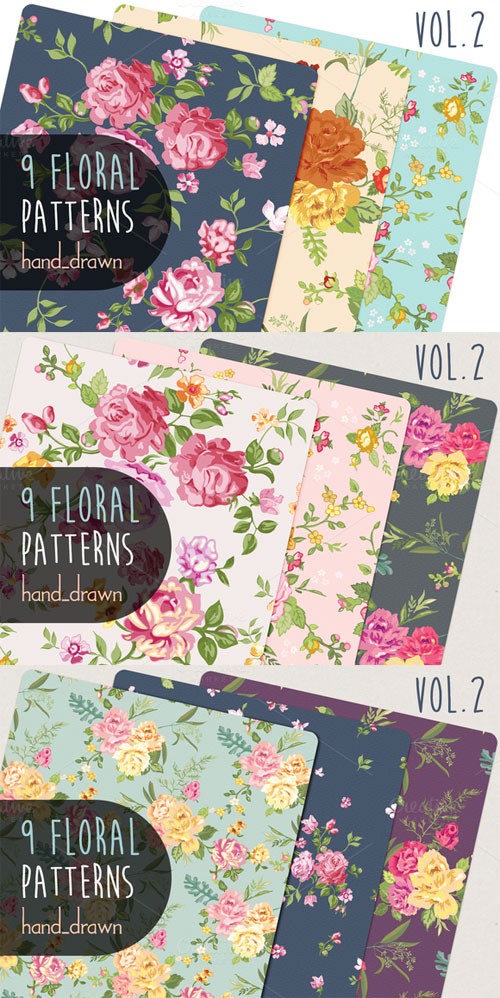 9 Floral Patterns Vol2 - Creativemarket 246866