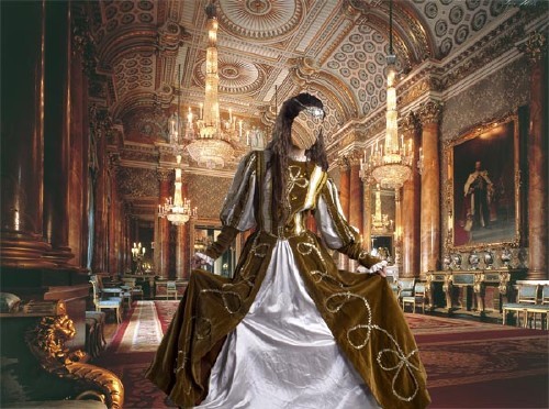 Шаблон для Photoshop - Во дворце дама в платье
