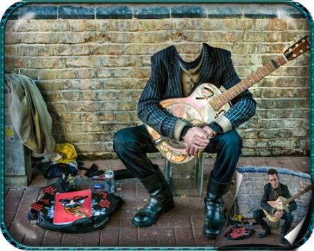 Фотошаблон для фотошопа - Человек с гитарой
