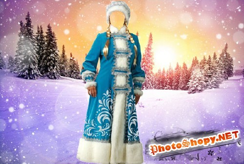Шаблон женский - Снегурочка в синем костюме