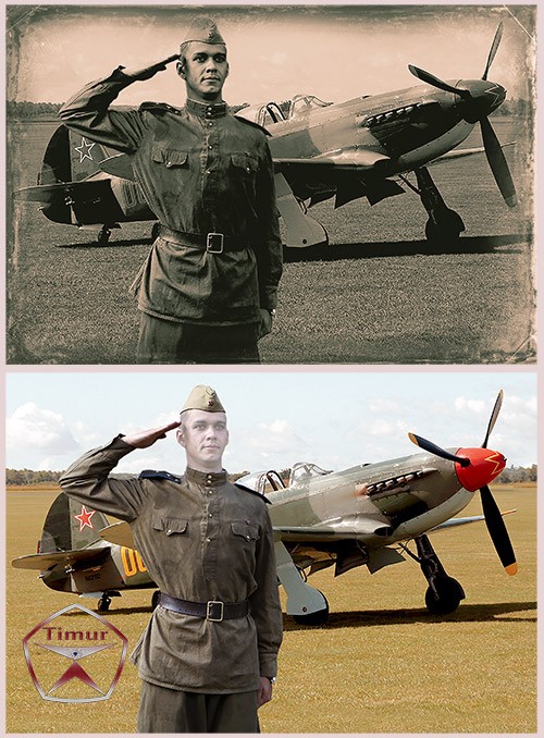Мужские шаблоны для фотошопа - Советский летчик 1941-1945 год