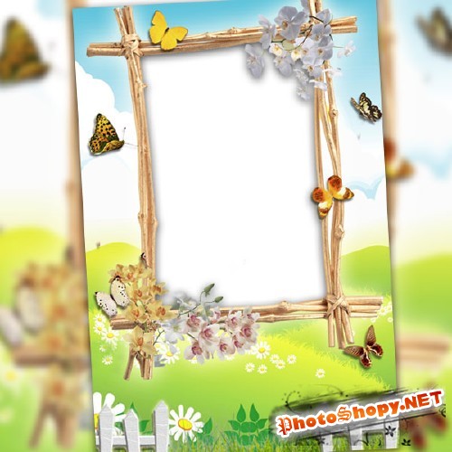 Рамка к фото - Весенние бабочки