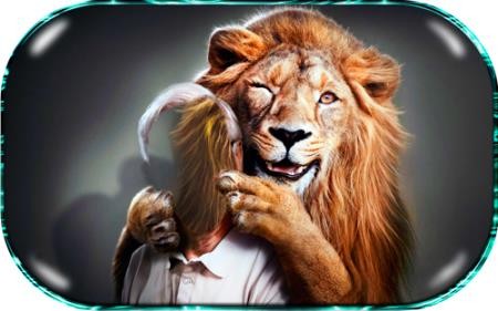 Шаблон для фотошопа - Фото со львом