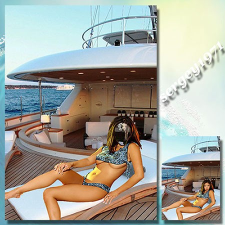 Женский фотошаблон - Морская прогулка на яхте