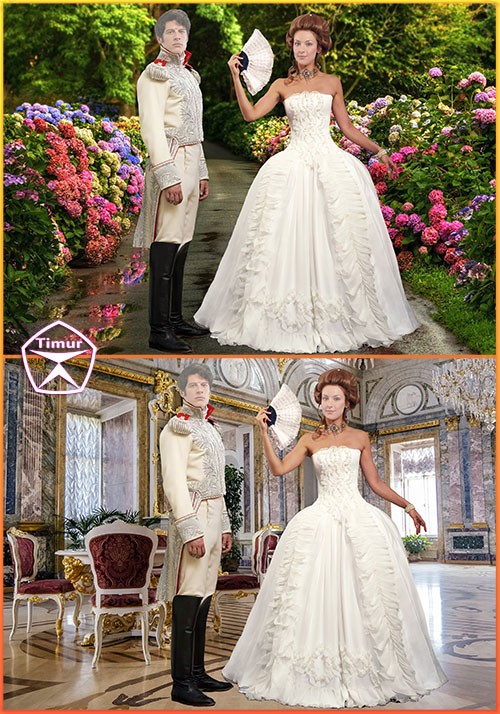Свадебные шаблоны для фотошопа - Старинные свадебные костюмы