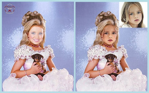 Детский шаблон для фотошопа - Девочка с щенком