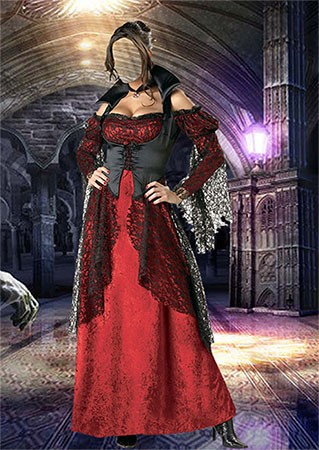 Женский фотошаблон - Вампирша в замке