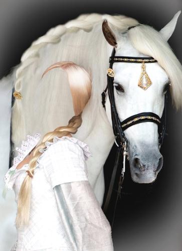 Фотошаблон - Красавица и белая лошадь