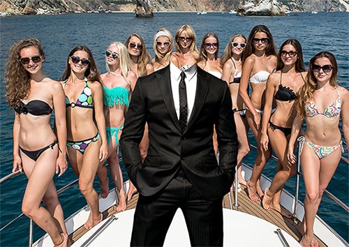 Мужской фотошаблон - На яхте с девушками