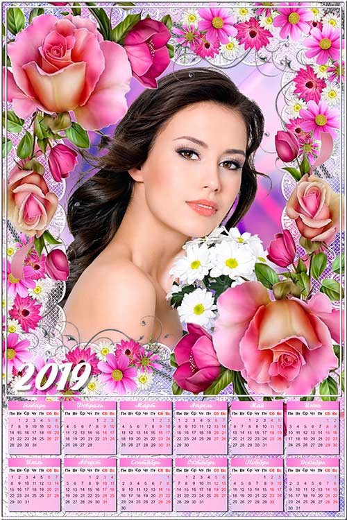 Календарь-рамка на 2019 год - Цветочное настроение