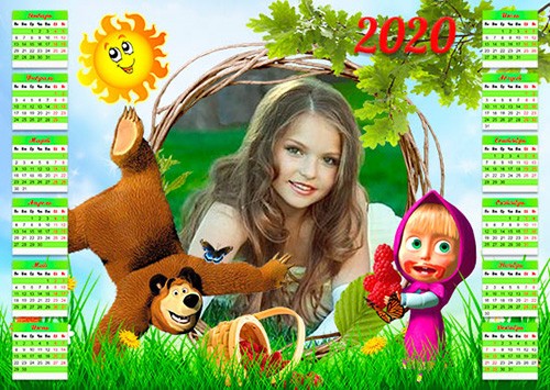 Календарь-рамка на 2019, 2020 год - Лето с Машей и медведем