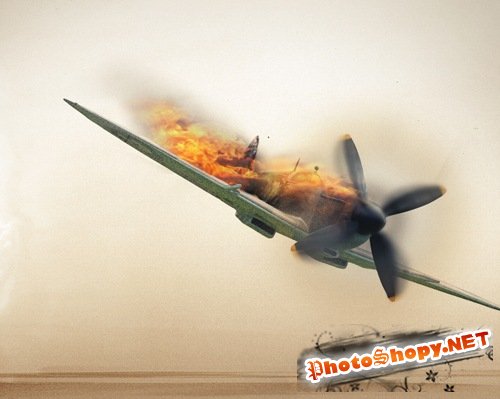 Фотошоп урок - Горящий самолет
