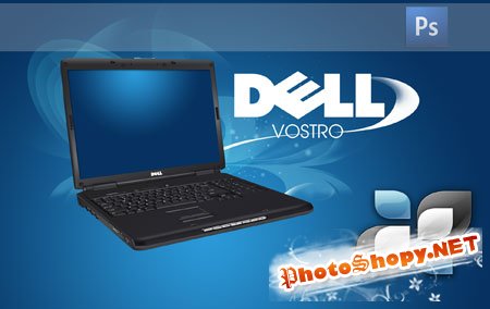 PSD исходник - Ноутбук Dell Vostro