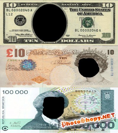 Шаблон для фотошоп - деньги