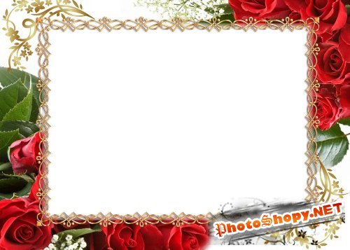 Рамка для фотошоп – Торжественная с красными розами