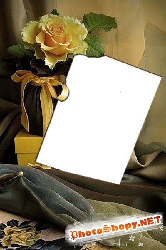 Рамка для фотошоп – фото с желтой розой