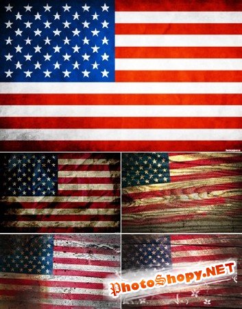 Растровый клипарт - "Американские Флаги"