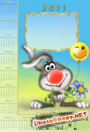 Рамка-календарь для фотошоп – Симпатичный кролик