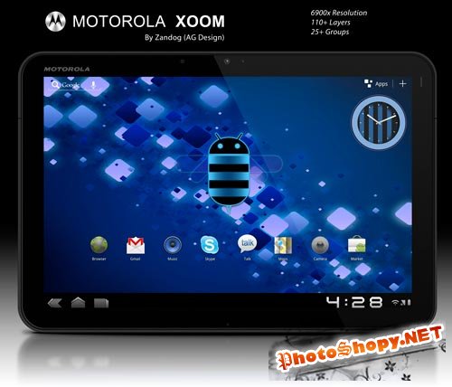 Motorola Xoom Tablet .PSD