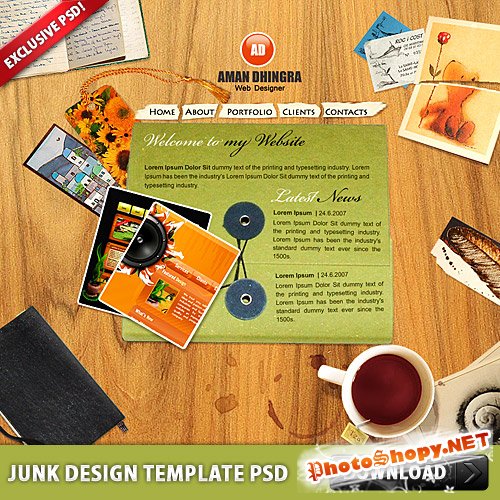 Junk Design Template PSD