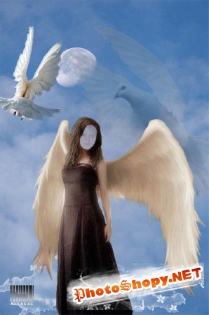 Романтический шаблон - Ангел с голубями!