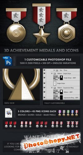 GraphicRiver - 3D Achievement Medals and Icons